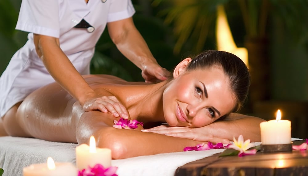 Relaxing massage therapy session at a tranquil health spa